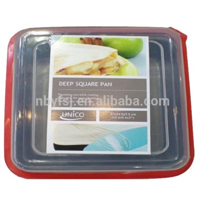 WSJ 101854 Small Square Baking Tray Rectangular Cake Pan With Carry Lid Suitable For Bread And Cake