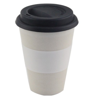 YJ 174500 High Quality Travelling Bamboo Fibre Coffee Cup With Silicone Lid