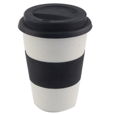 YJ 174811 Hot Selling Products Reusable Bamboo Fiber Coffee Cup&  Coffee Mug With Silicone Lid